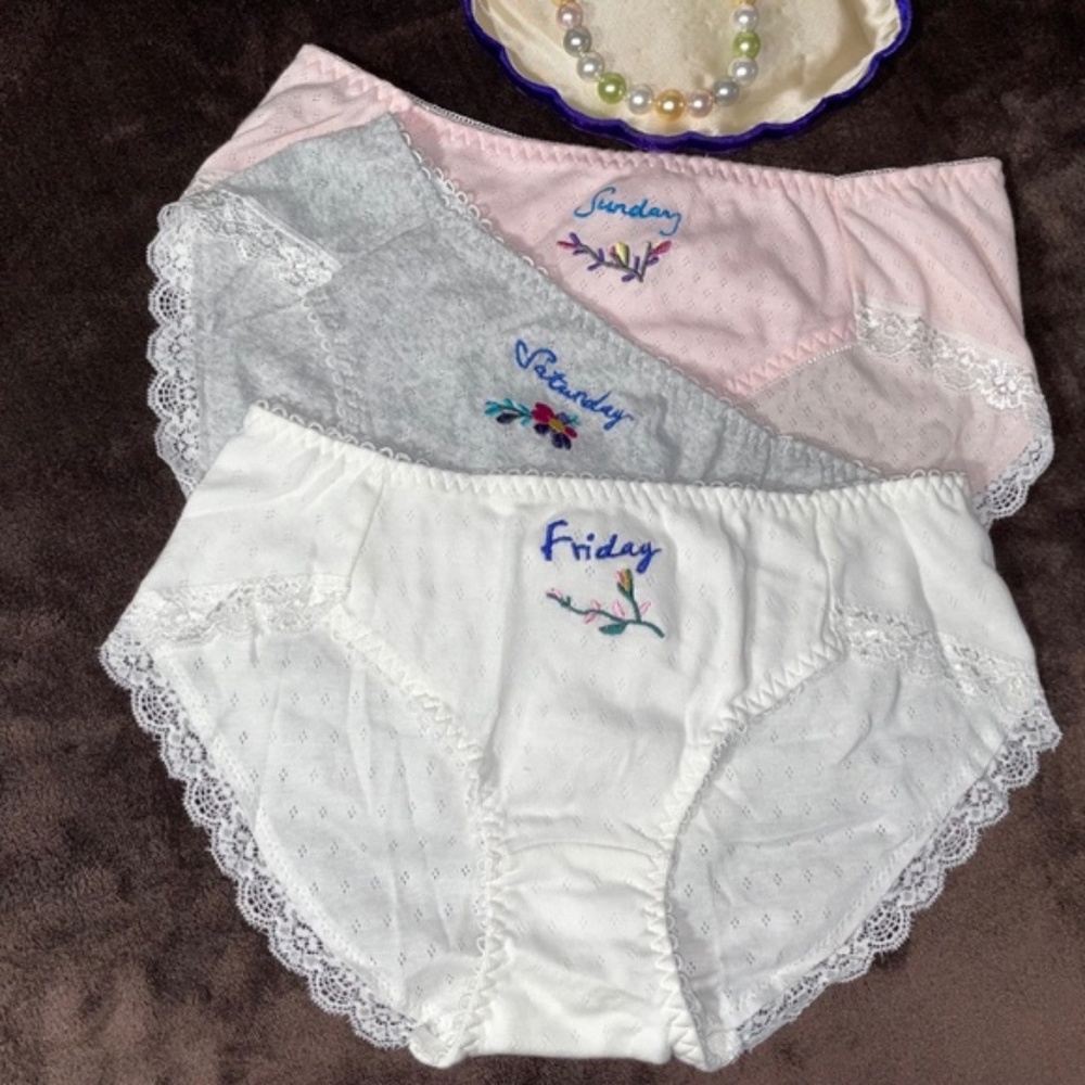 3 pair bundle of  Super soft baby cotton panties. Week end panties Fri Sat Sun.